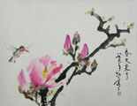 HN0018 Welcoming the Spring Hummingbird and Pink Magnolia