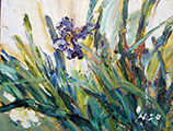 Iris Acrylic on Canvas Plein Air Painting 16x20