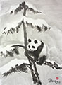 Panda on a Snowy Pine #1 9.5x13 (Gift Painting)