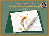 Dragonfly on a Lotus Gongbi Painting Workshop with Victoria 0818