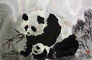 Mother and Baby Pandas #3 9x14 (Gift Painting)