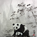 Mother and Baby Pandas #4 9.5x9.5 (Gift Painting)