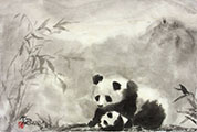 Mother and Baby Pandas #1 8.5x13.5 (Gift Painting)