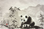 Mother and Baby Pandas #2 8.5x13.5 (Gift Painting)
