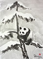 Panda on a Snowy Pine #1 9.5x13 (Gift Painting)