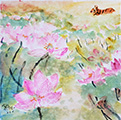 A Swimming Tiger in Lotus Pound WC on Mulberry Paper