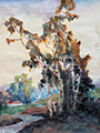 Eucalyptus Trees in Setting Sun Shrine (9x13.5 Framed)