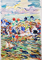 Maurice Prendergast Watercolor Seascape on Silk
