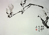 Magnolias Inspired by Bada Shanren (2024) 9x14 mounted