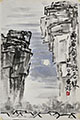 Two Cliffs with the Moon after Qi Baishi(2023)