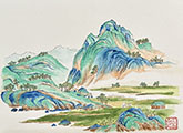 Blue and Green Landscape Gongbi Workshop with Victoria 0714